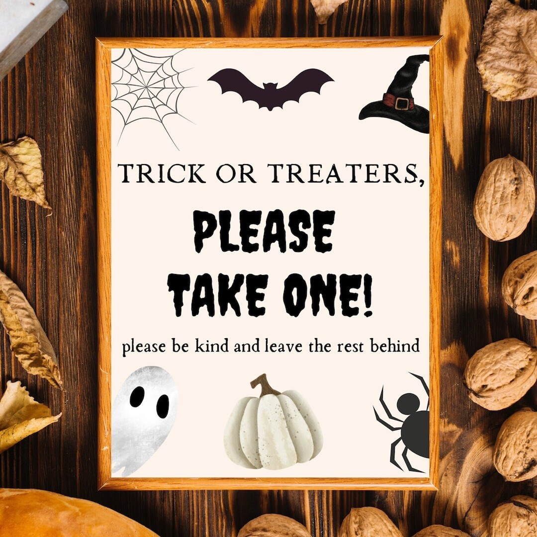Trick or Treat Sign | Please Take One Halloween Trick or Treat Sign ... Trick or Treat Sign | Please Take One Halloween Trick or Treat Sign ...